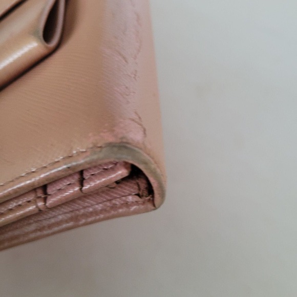 PRADA Saffiano Fiocco Orchidea Wallet Clutch Large Light Pink Envelope Bow Fair - Picture 14 of 15